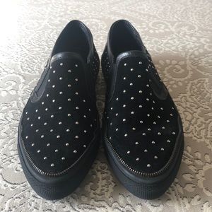 Kooples sport black leather studded sneakers 37